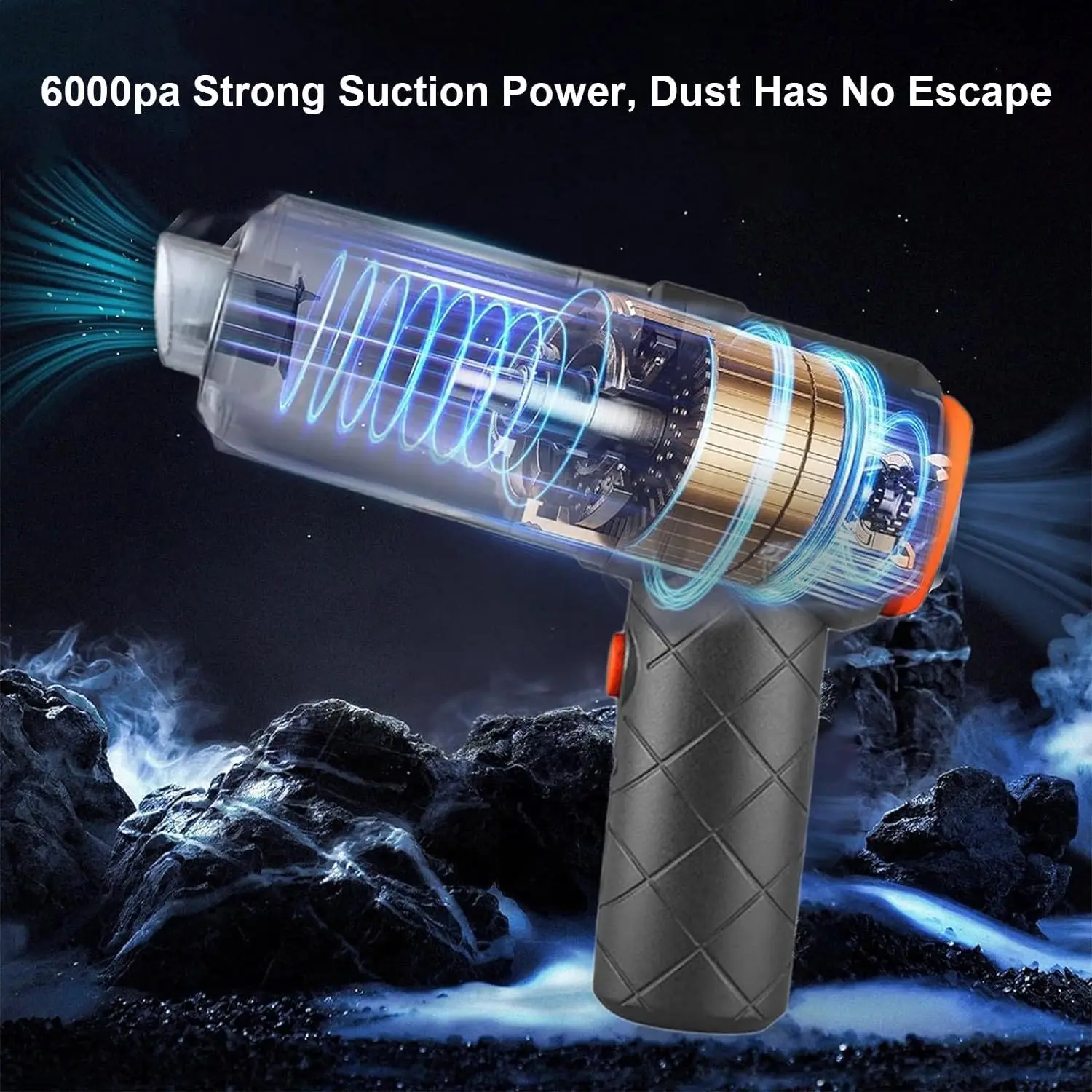 Aspirador de coche, aspirador y plumero de aire 6500R, aspirador de coche húmedo y seco de alta potencia de 120W con luz LED y Mult