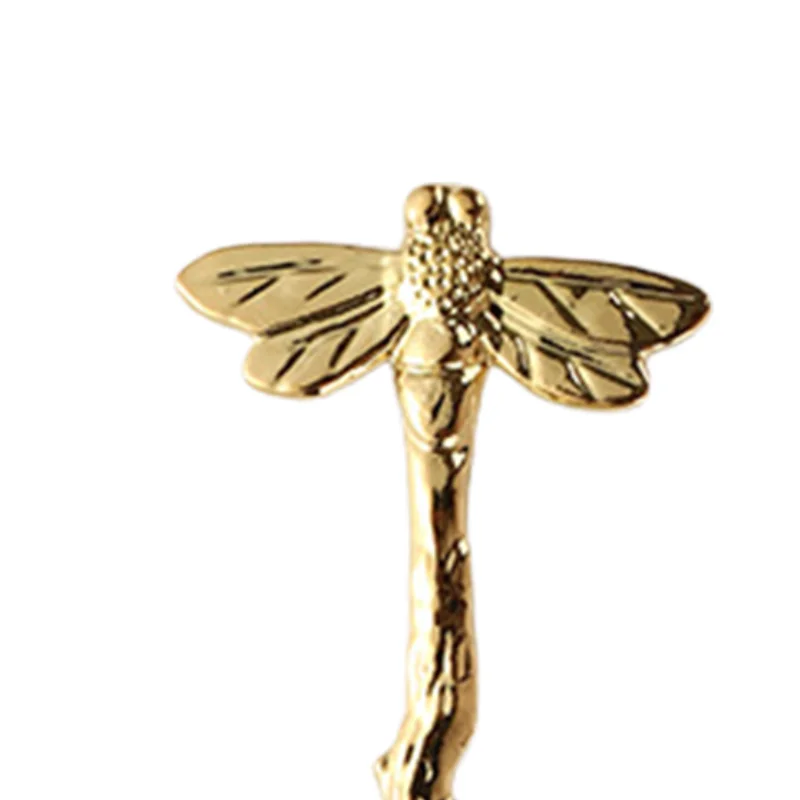 

5Pcs Coffee Spoon Vintage Hammered Dragonfly Decoration Ice Cream And Dessert Spoon for Coffee Jam Artistic Home Tableware