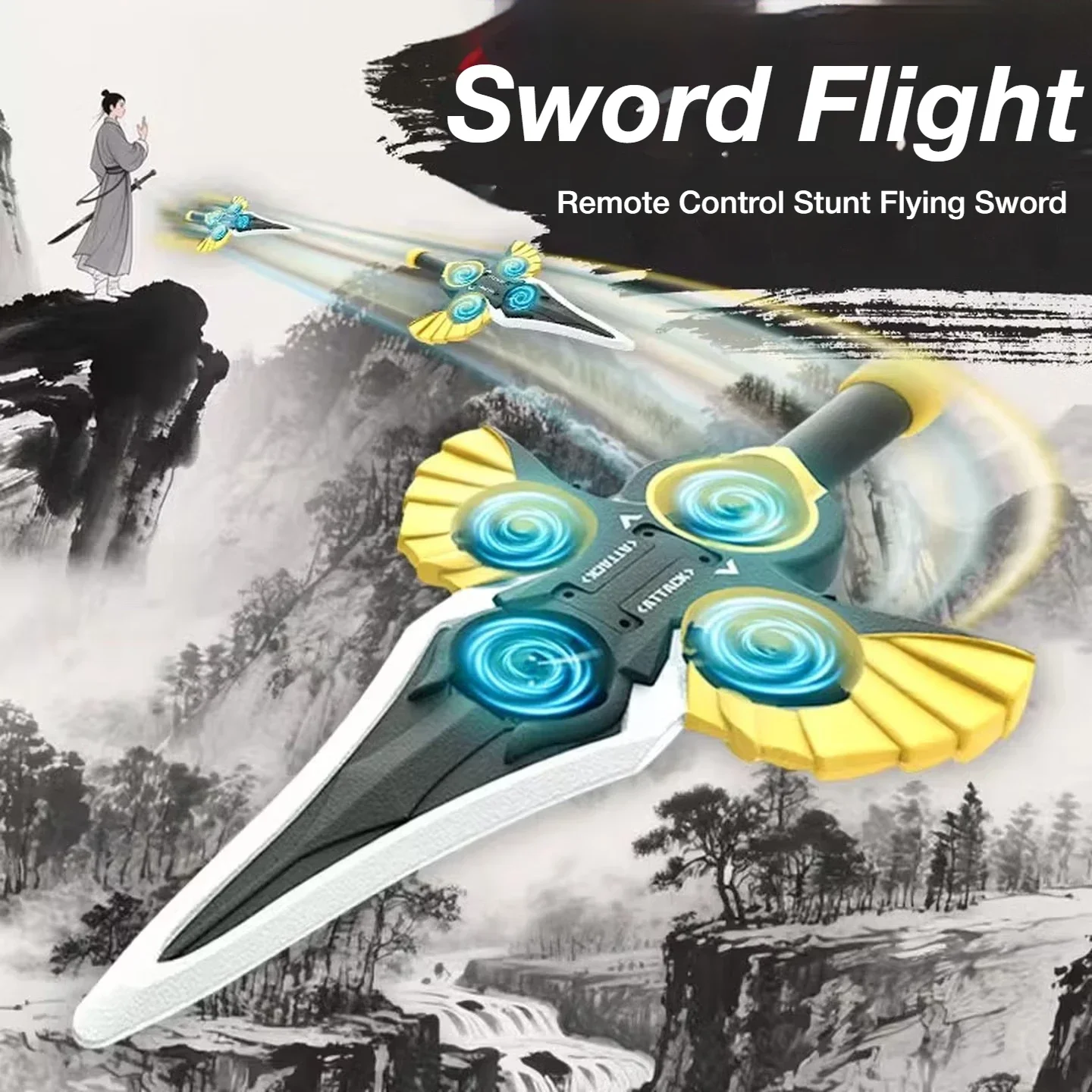 

RC Flying Sword Drone 2.4G Gesture Control Stunt Plane with LED Lights 360 Flip RC Glider Airplane Toy Gift Kids Adults Outdoors