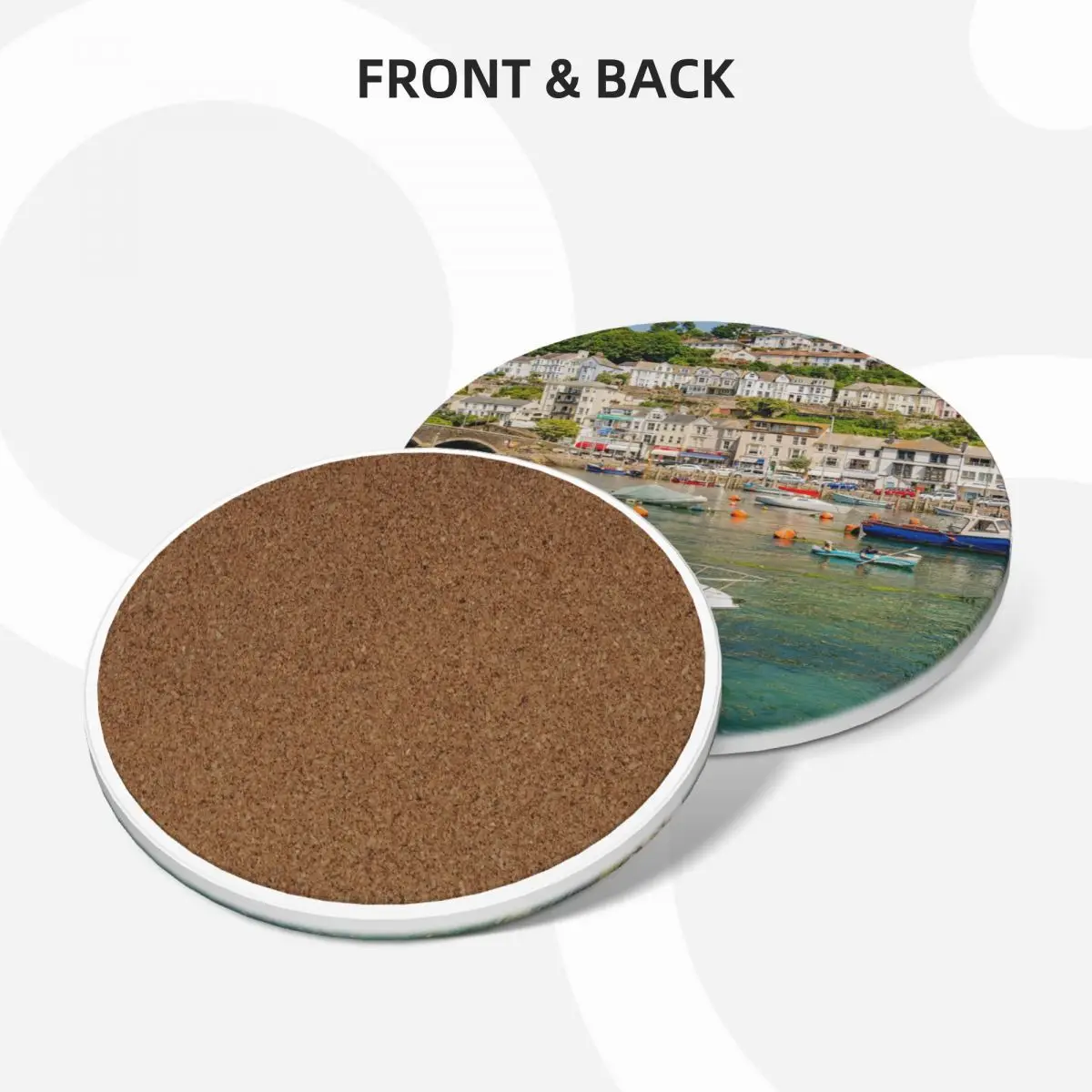 East Looe River at high tide - Looe, Cornwall, UK. Ceramic Coasters (Set of 4) christmas coffee teapot mat drinks Coasters