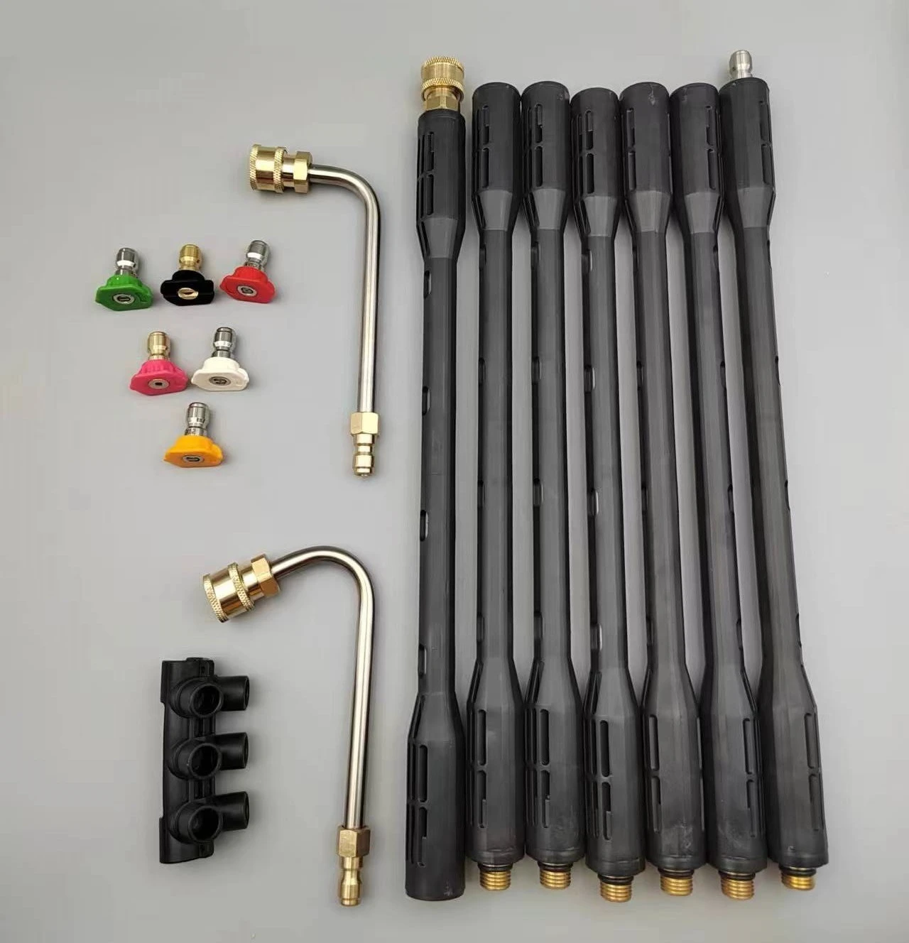 High pressure cleaning machine water gun extension rod air conditioning bending rod quick insertion six color nozzle 9-piece set