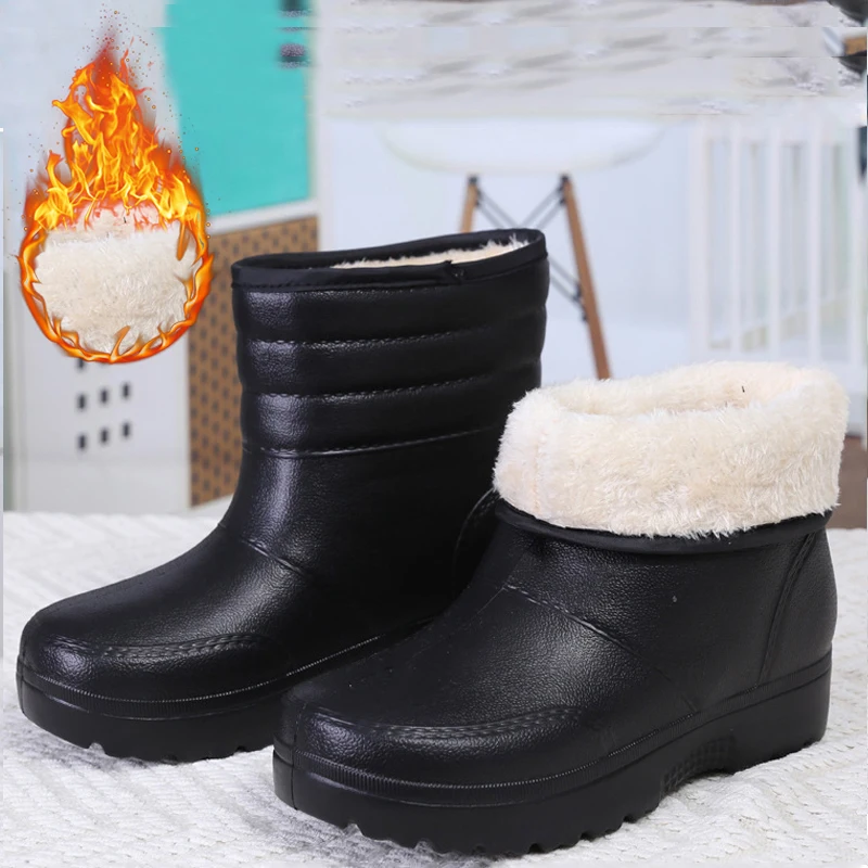 Botas de nieve impermeables para hombre, zapatos cálidos de piel, plataforma, informales, Ankel, antideslizantes, EVA, ligeros, Invierno