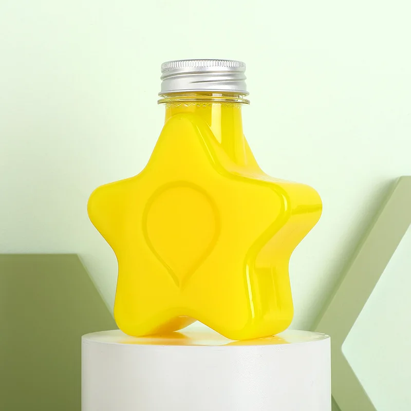 10pcs Clear Plastic Bottle Creative Five-Pointed Star Container For Candy Cookie Juice Drinks Jar For Party Christmas Decoration