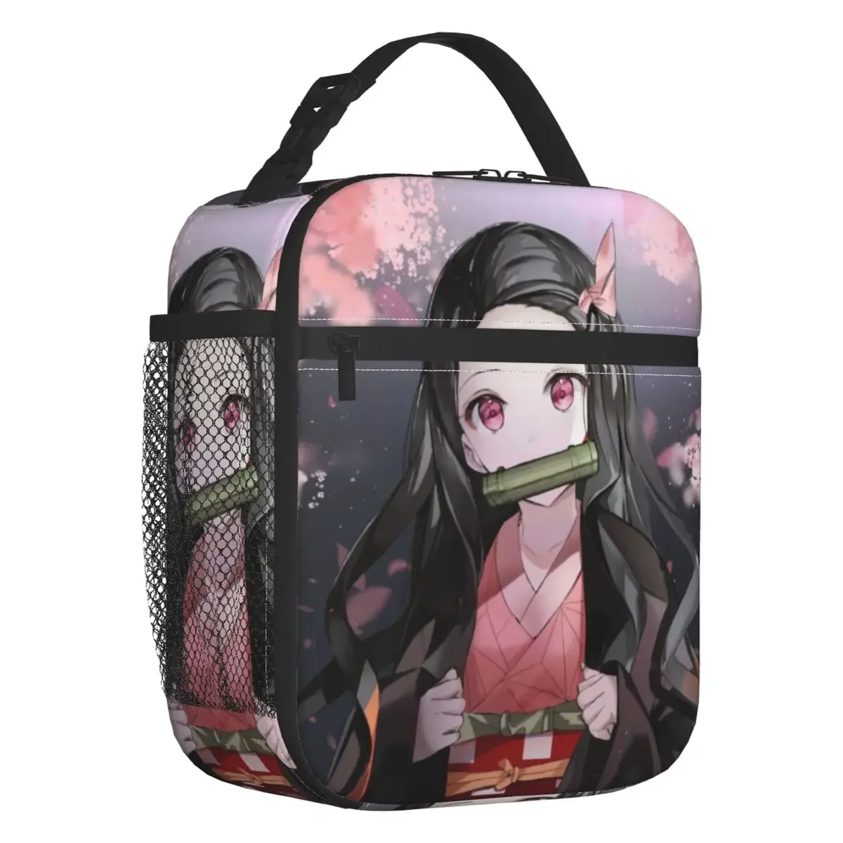 Nezuko Kimetsu No Yaiba Portable Lunch Box Women Demon Slayer Anime Manga Thermal Cooler Food Insulated Lunch Bag Office Work