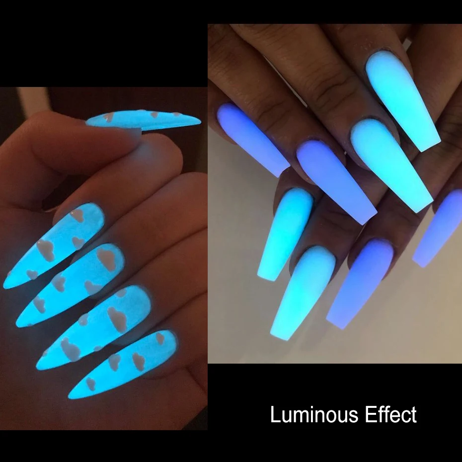 Nails Glitter blask w ciemne światło Neon Pigment pył fluorescencyjny zielony niebieski jasny lakier do paznokci cekiny proszki akcesoria BEYS