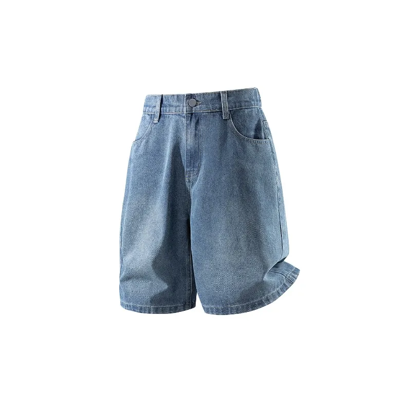 

Korean American Style Vintage Washed Denim Shorts For Men 2026 Summer New Black Loose Wide Leg Casual Streetwear Pants