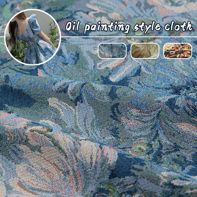 100x150cm  Jacquard Fabric Fashion Van Gogh Art Oil Painting Style Woven Fabric Diy Sewing Sofa Garment Skirts Bags Decor