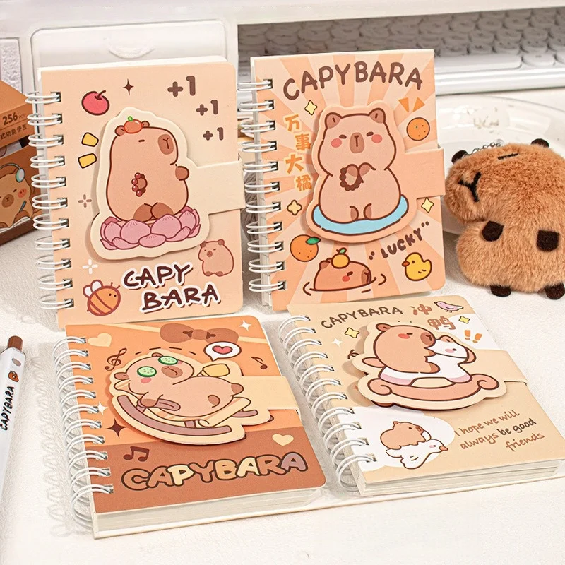 Mini Capybara Spiralblock für Schüler, A7 Tragbares Taschennotizbuch & Schulpreis, Niedliches & Kompaktes Schreibwaren-Set