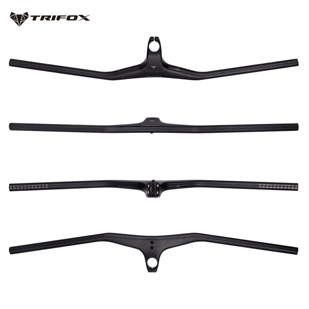 TRIFOX Carbon Mountain Bike Handlebar 28.6mm Bicycle integrated MTB XC Downhill Handle Bar Stem 80/90/100/110mm with Grips