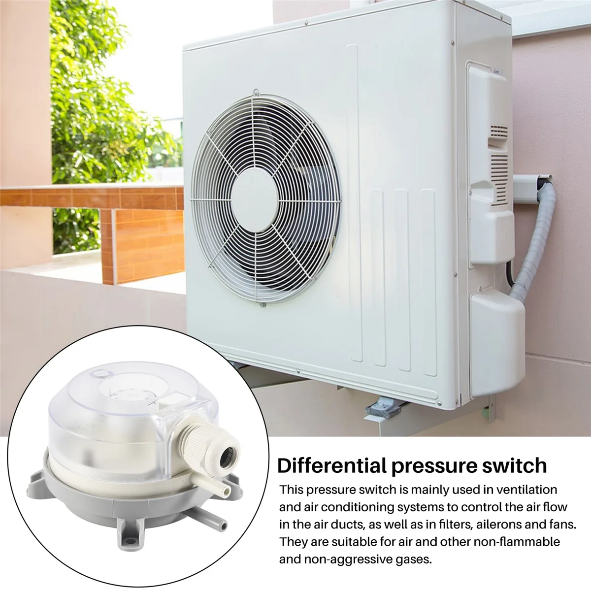

Air Differential Pressure Switch 20-200Pa Adjustable Micro- Pressure Air Switch SSQ