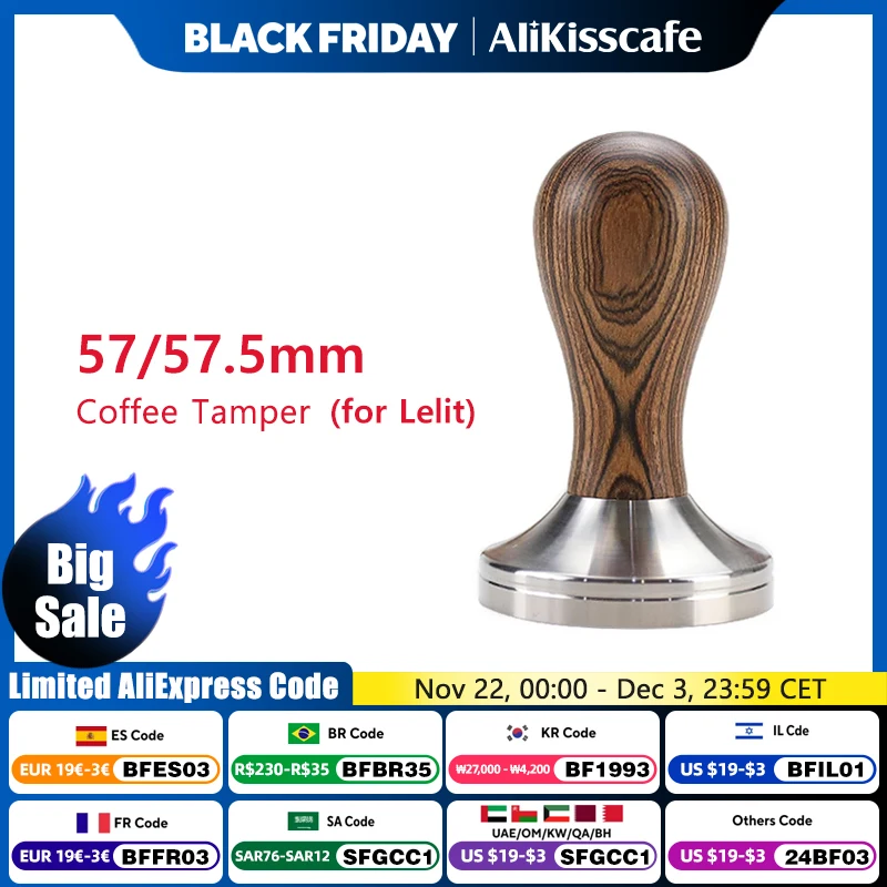 Coffee Tamper 57mm 57.5mm For Lelit Anna Anita 57MM Portafilter Stainless Steel Barista Espresso Machine Accessories Corner Tool