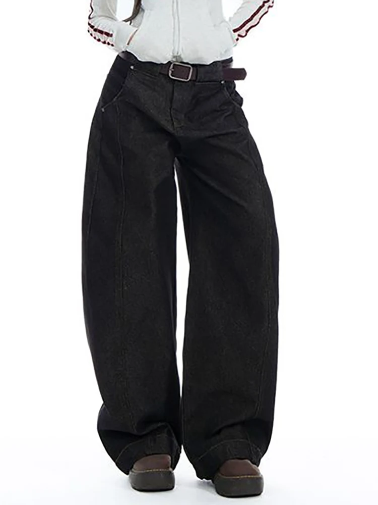 American Retro Jeans for Women Casual Floor Length Baggy Wide-leg Trousers Harajuku High Waist Denim pants