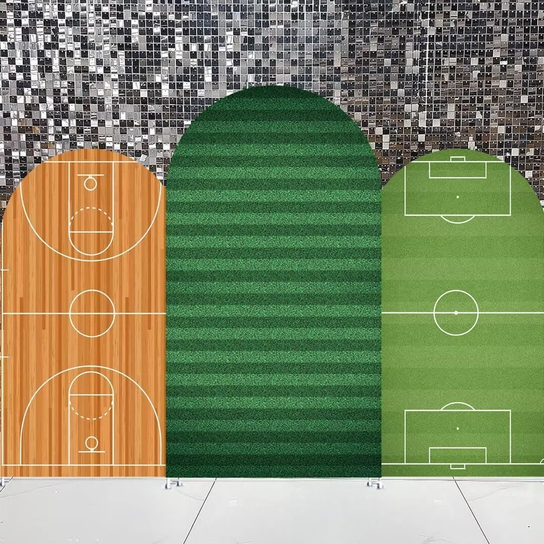Sport Soccer Field Arched Stretchy Fabric Cover Football Theme Arch Stand Backdrop for Birthday Party Baby Shower Decorations