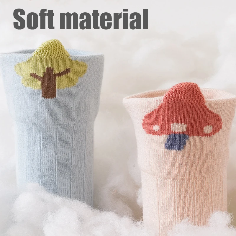 Baby Stockings Cotton Newborn Socks Cartoon High Tube Toddler Socks Anti‑fall Socks For Infant Boys Girls 0‑12M
