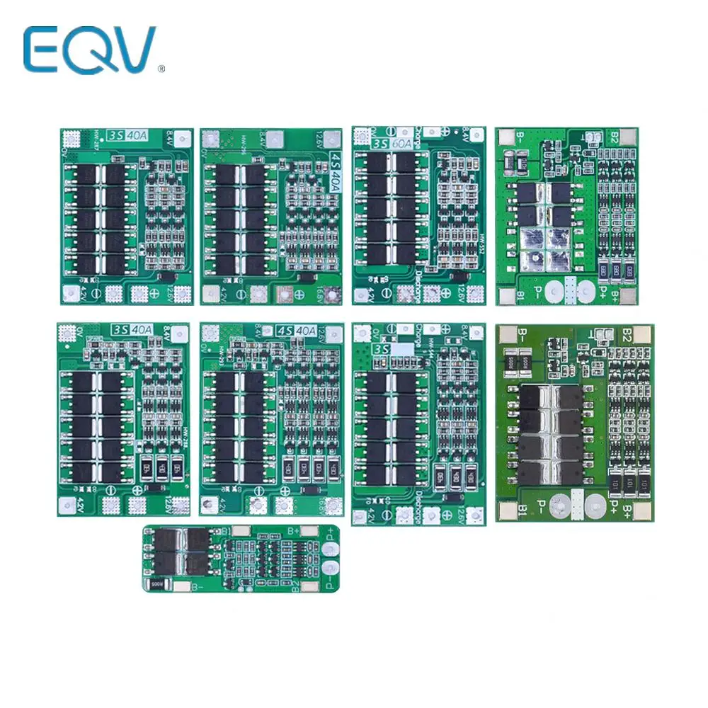 3S/4S 20 40A 60A Li-ion Lithium Battery Charger Protection Board 18650 BMS Drill Motor 11.1V 12.6V/14.8V 16.8V Enhance/Balance