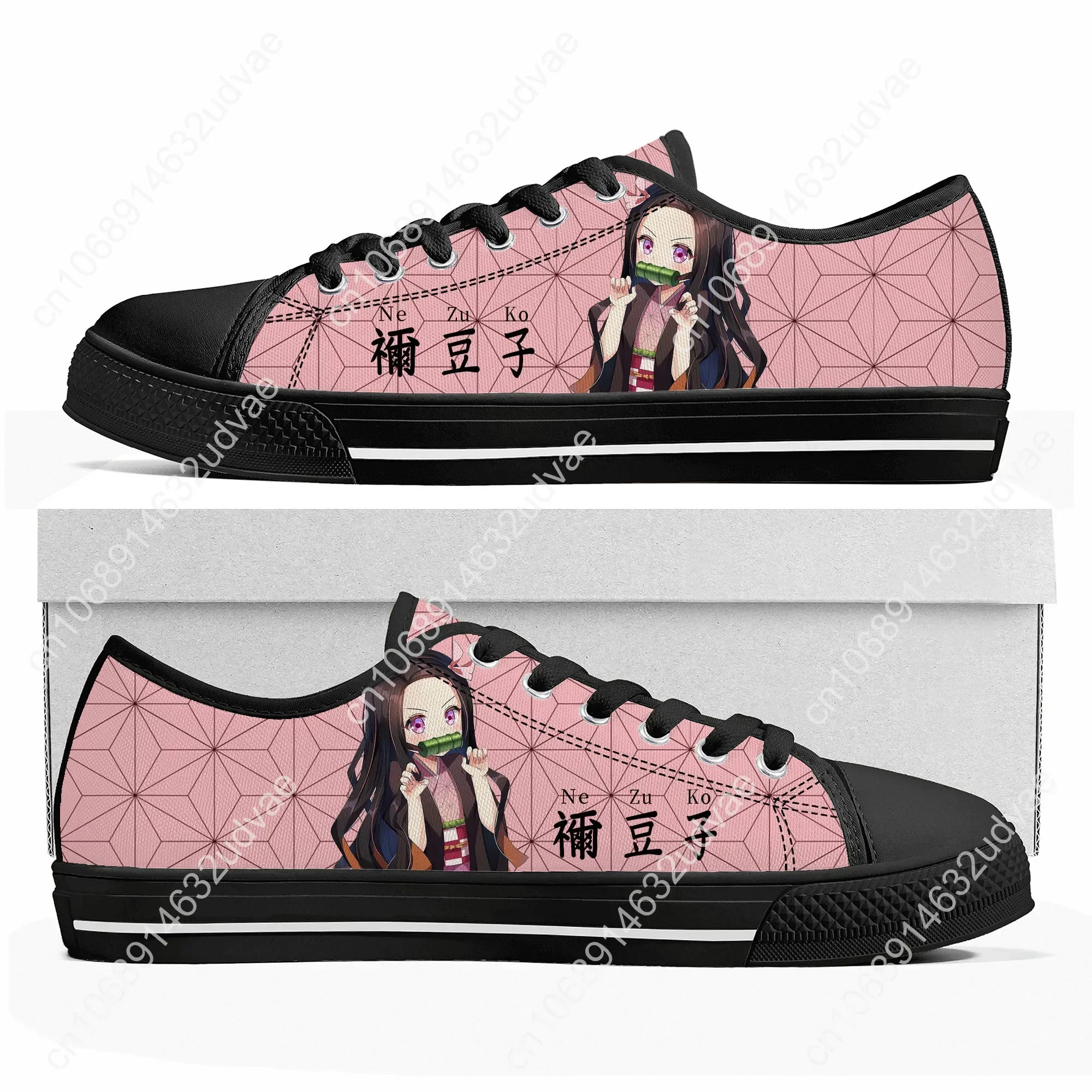 أنيمي شيطان القاتل كيميتسو نو يابا منخفضة أعلى أحذية رياضية Tanjirou Nezuk الرجال النساء المراهقين قماش حذاء رياضة زوجين عادية أحذية مخصصة #4
