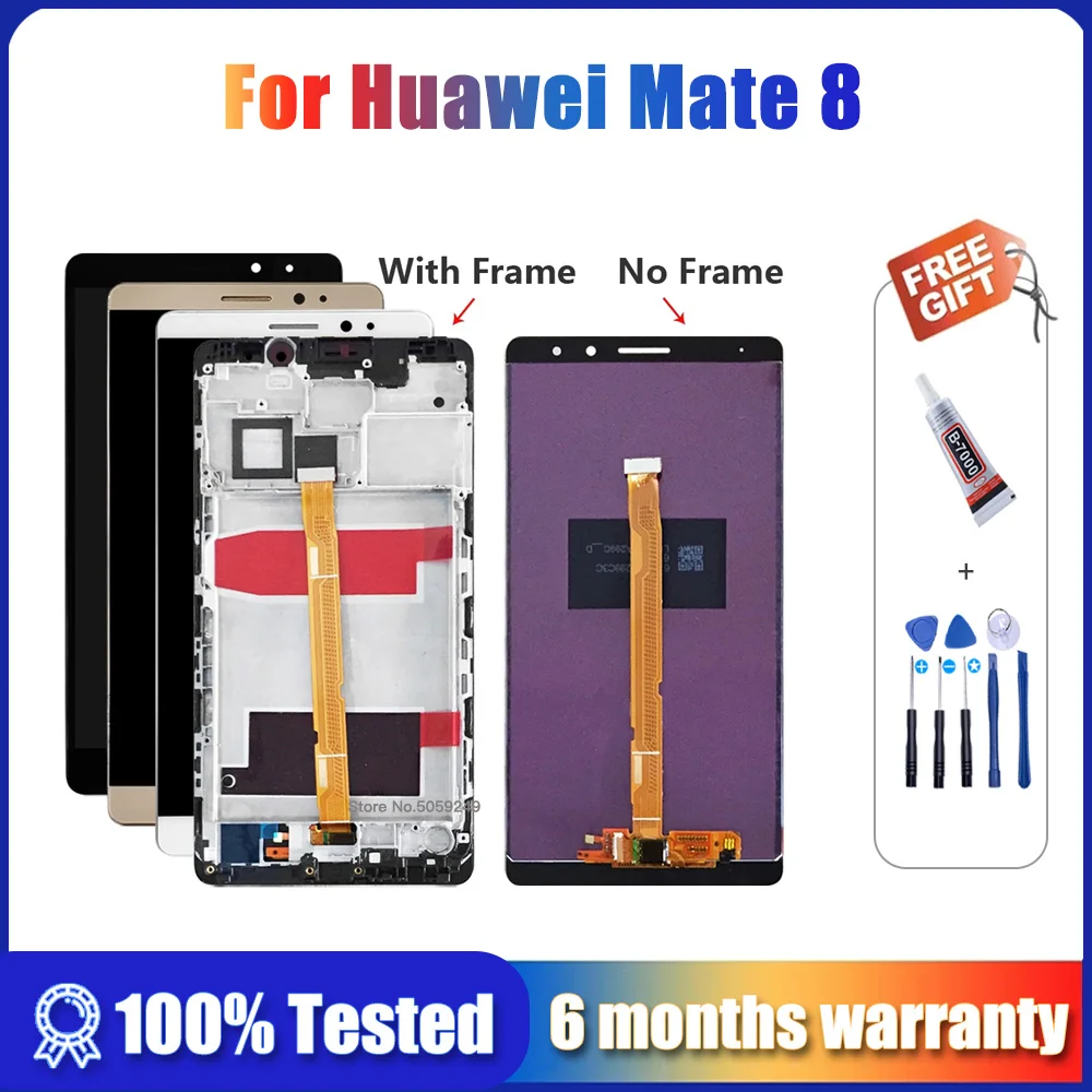 6.0'' For Amoled For Huawei Mate 8 LCD Touch Screen with Frame Digitizer Replacement Display For Mate 8 Mate8 Lcds NXT-L29