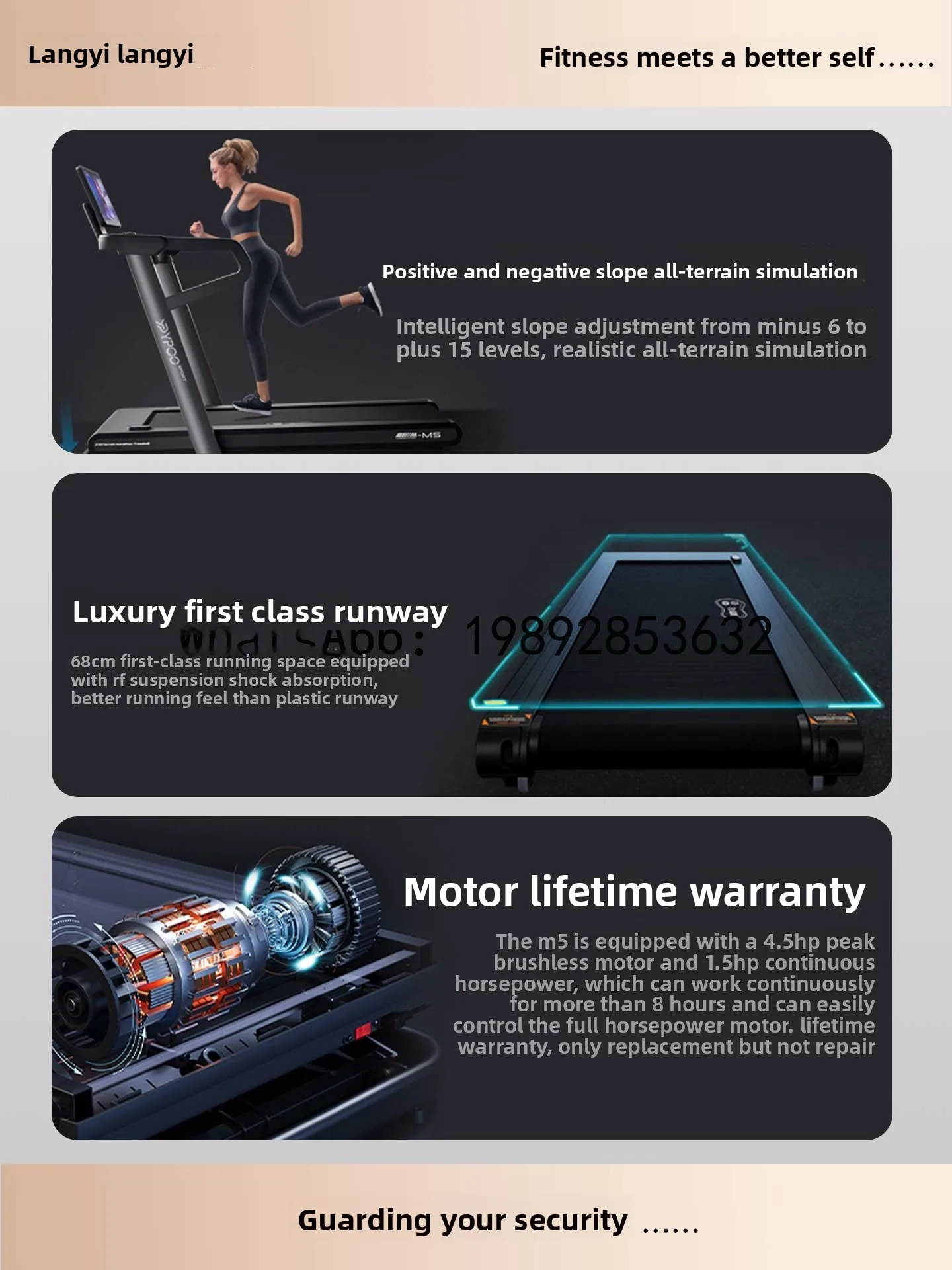 YFY Home Marathon Indoor Treadmill Silent Folding Gym Commercial Equipment Knee Pads Climbing Machine