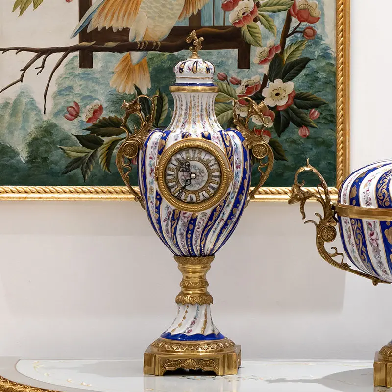 Yjq European luxury hand-painted ceramic copper vase fruit plate cover jar tissue box decoration