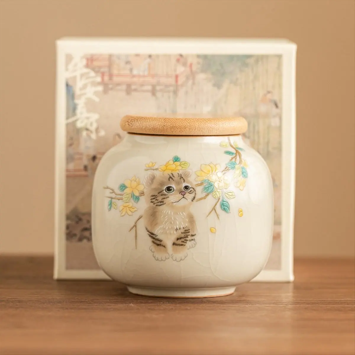 علبة شاي سيراميك 2026 + 9 أونصة مع غطاء محكم الغلق - جرة تخزين بتصميم رائع لشاي أوراق الشاي والقهوة ومنظم السكر