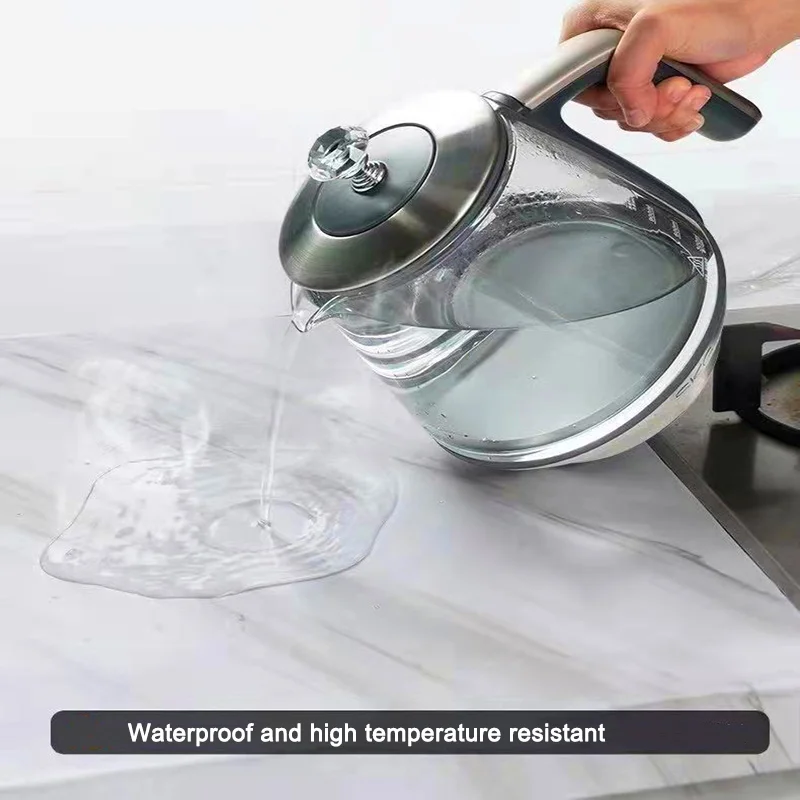 Kitchen Oil-proof Transparent Film Thick Self Adhesive Waterproof Countertop Furniture Marble Wallpaper Bathroom Decor Stickers