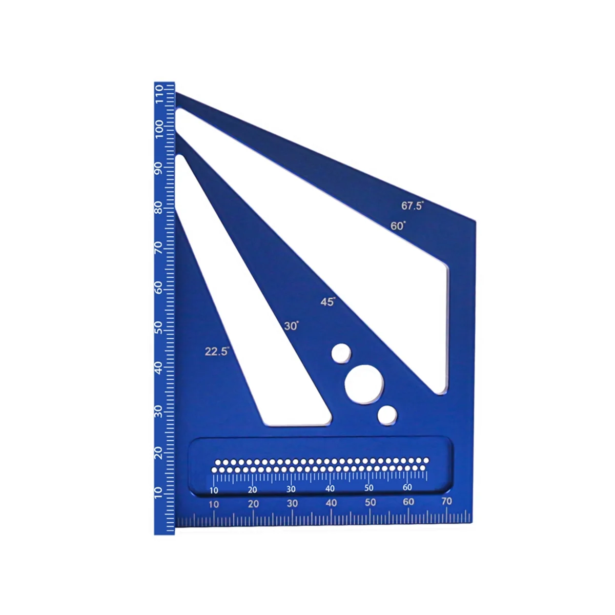 

A22I Woodworking Measuring Ruler 22.5/30/45/60/67.5Degree Square Ruler Protractor, For Carpenter Drawing-Blue Metric