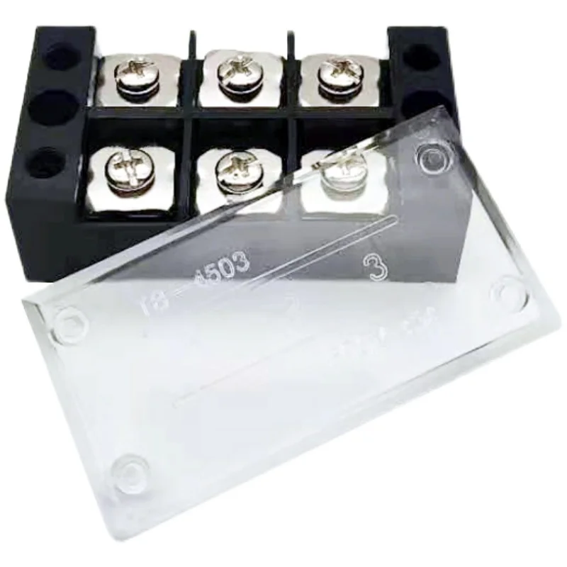 600V 45A TB-4503 Terminal Block Panel Mount Fixed Barrier 3 Position 6 Screws Connector Terminator Terminales