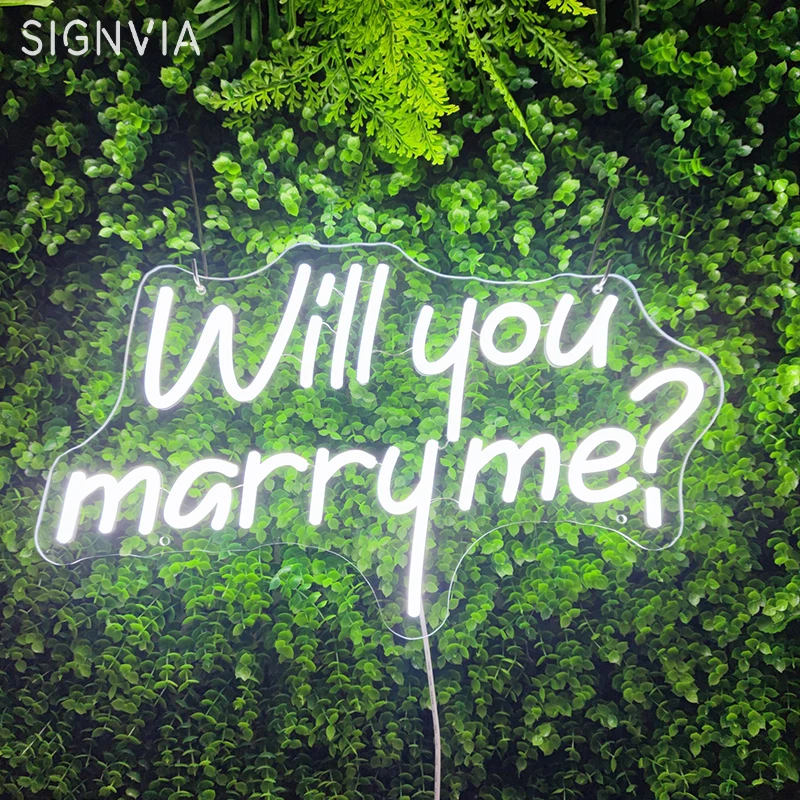 Romantic Atmosphere Will You Marry Me LED Neon Sign Wedding Marriage Neon Light Room Wall Decor Aesthetic Decoration Neon Lamp