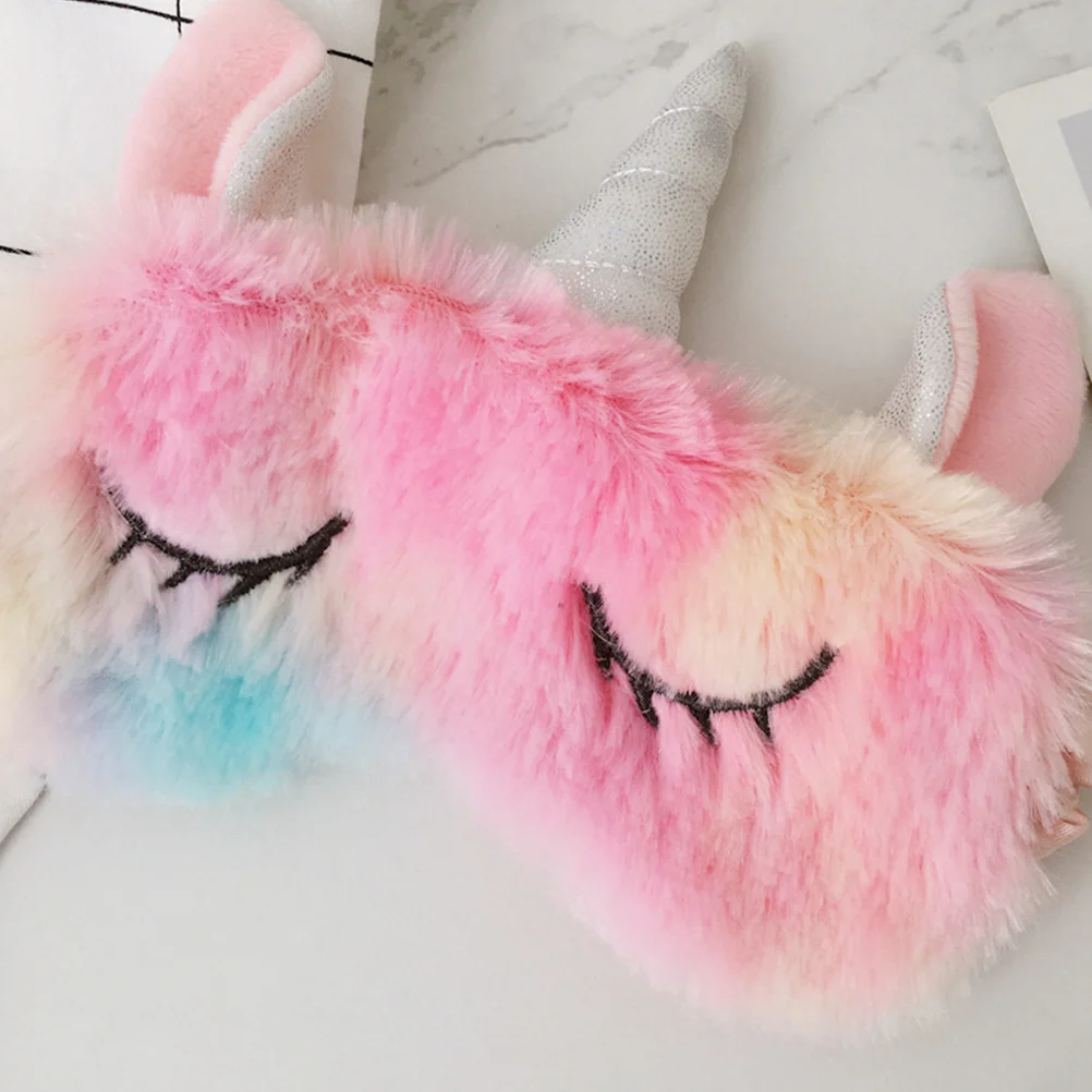 

Ice Cream Unicorn Sleeping Eye Cover Mask Soft Silk Cloth PP Cotton Inner Adjustable Hoop Home Traveling Gift for Women Girls