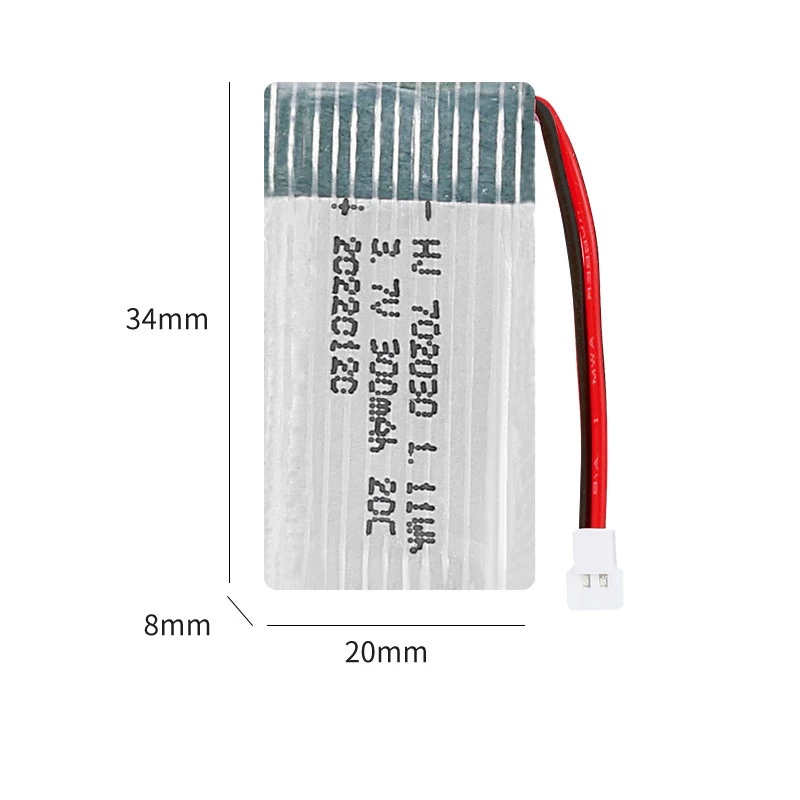 6Pcs 702030 Drone Battery 3.7V 300mah Li-po Rechargeable Batteries For Syma X11 E55 Fq777 Fq17w F180 U816 RC Drone UAV Battery