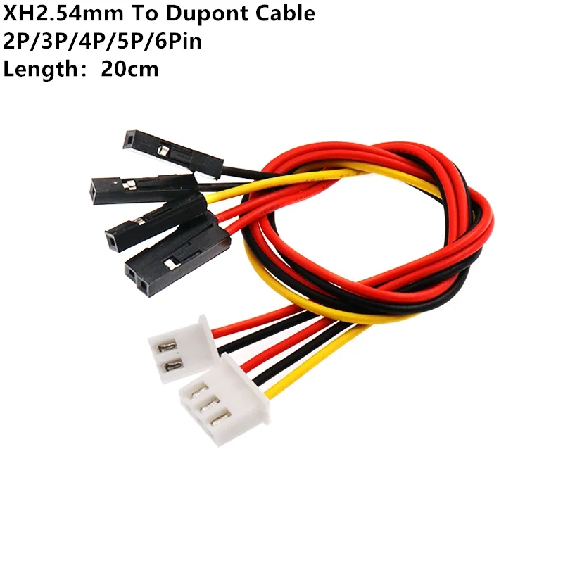 5Pcs XH2.54 To Dupont Line Cable Female 2P/3P/4P/5P/6 Pin 20CM Length 26AWG One For Two Jumper Wire