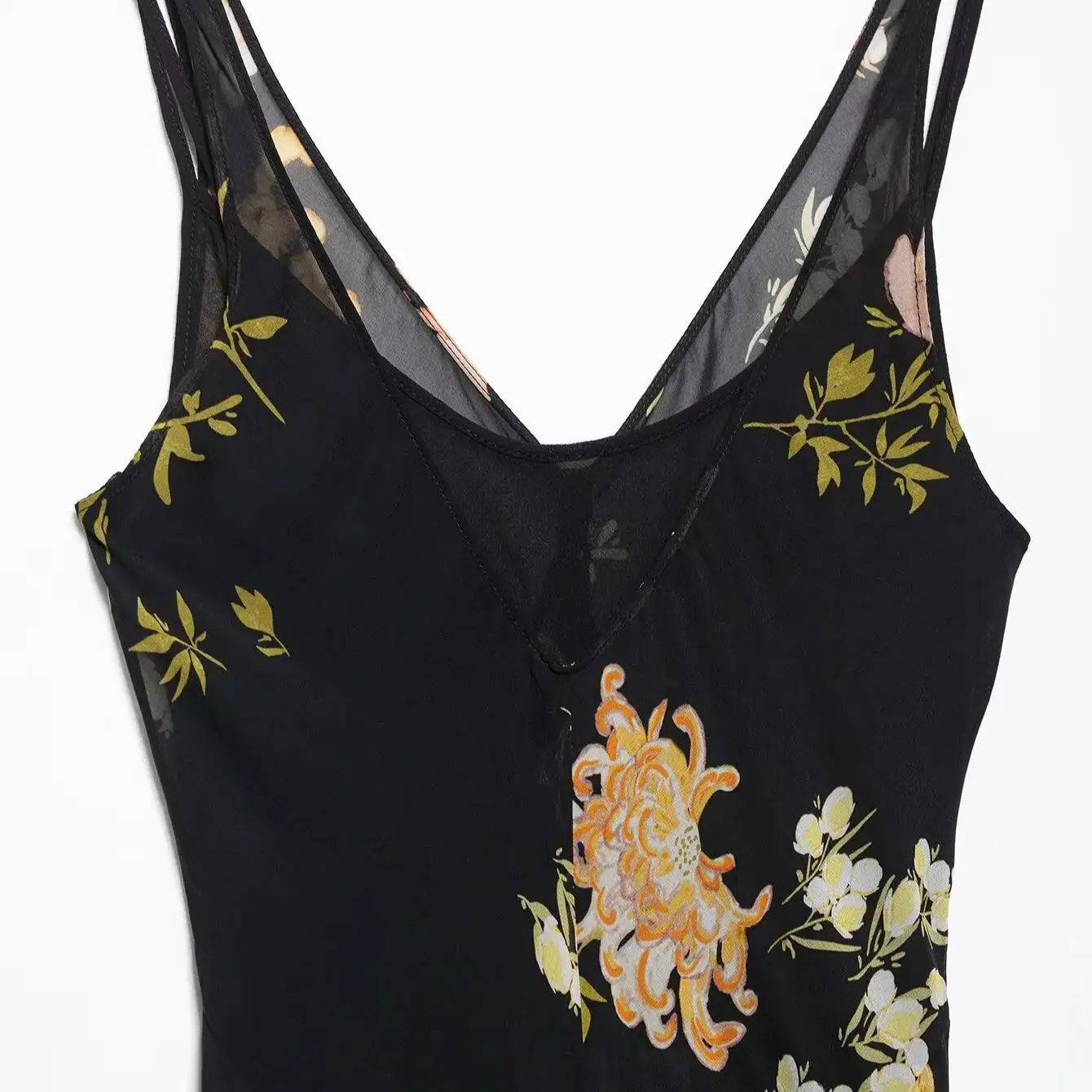 femmes ajusté robe imprimée florale Sexy dos nu col en v sans manches a-ligne robe à bretelles printemps été nouveau femme Chic haut