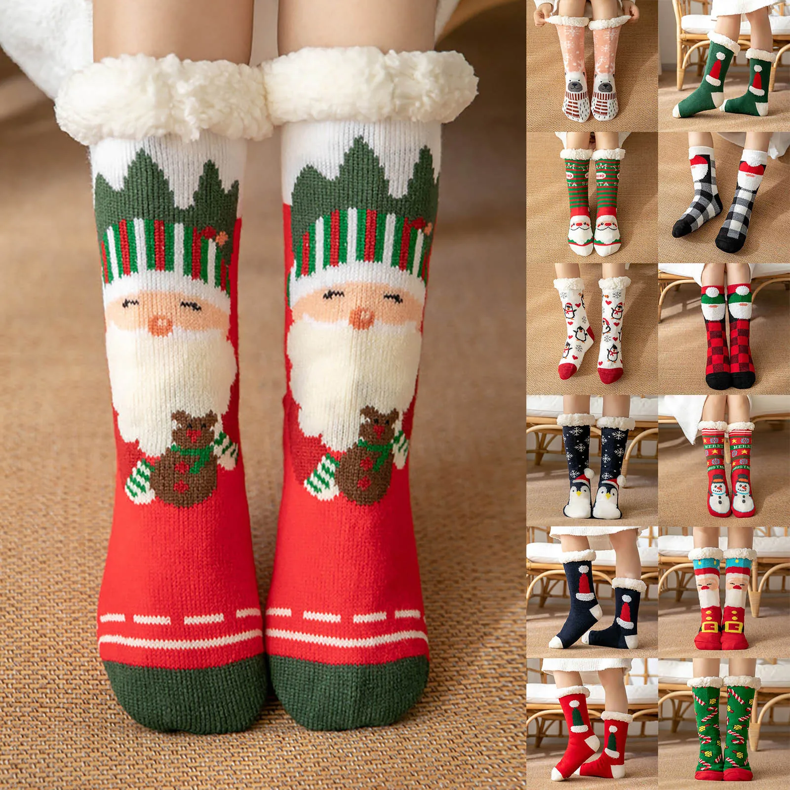 

Christmas Women Cotton Socks Print Thicker Floor Socks Carpet Socks 5 Pairs Cartoon Christmas Socks Ornaments Merry Christmas