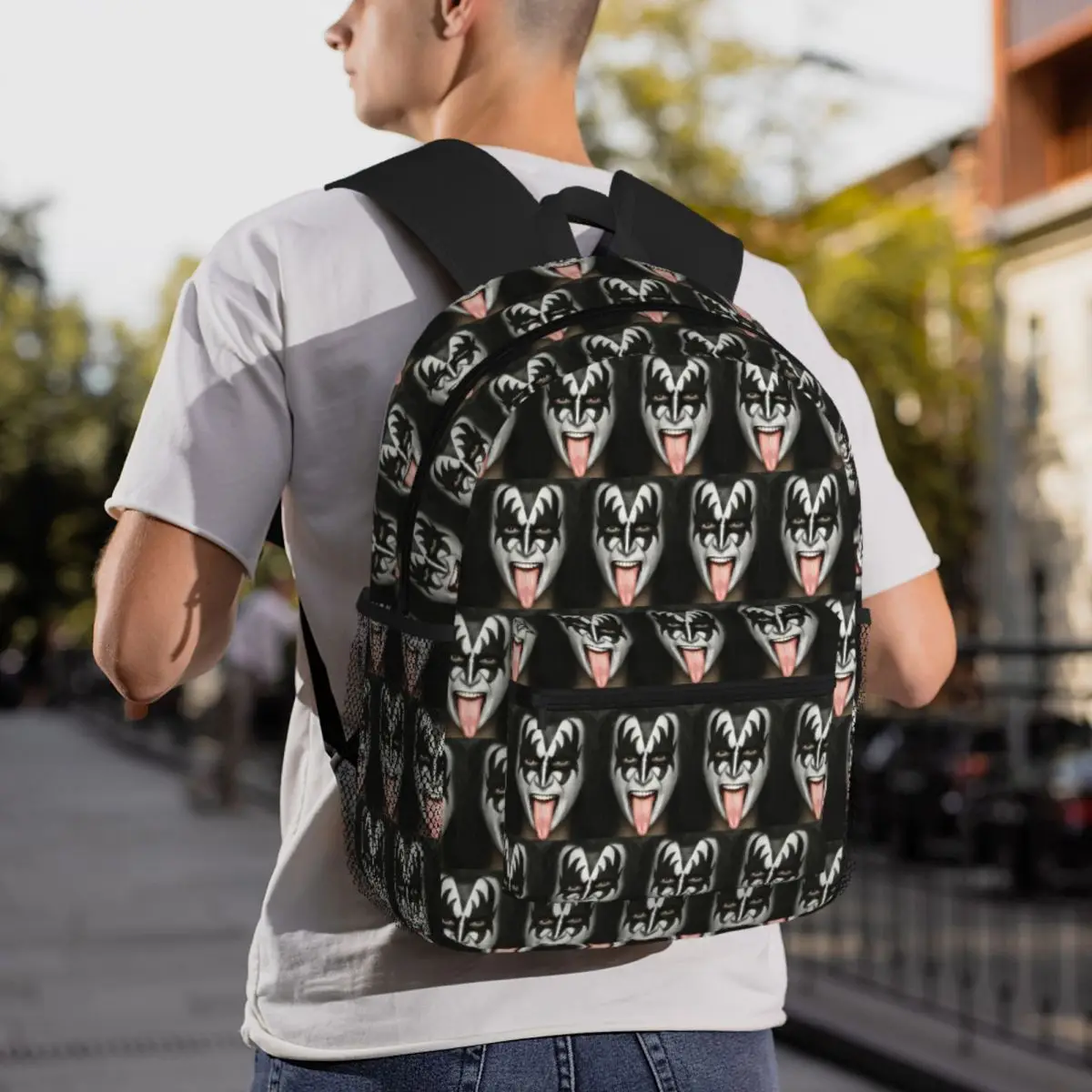 

Kiss Band Logo Student Backpack School Bag Hiking Travel Daypack for Men Women Fashion Bookbag Shoulder Bags