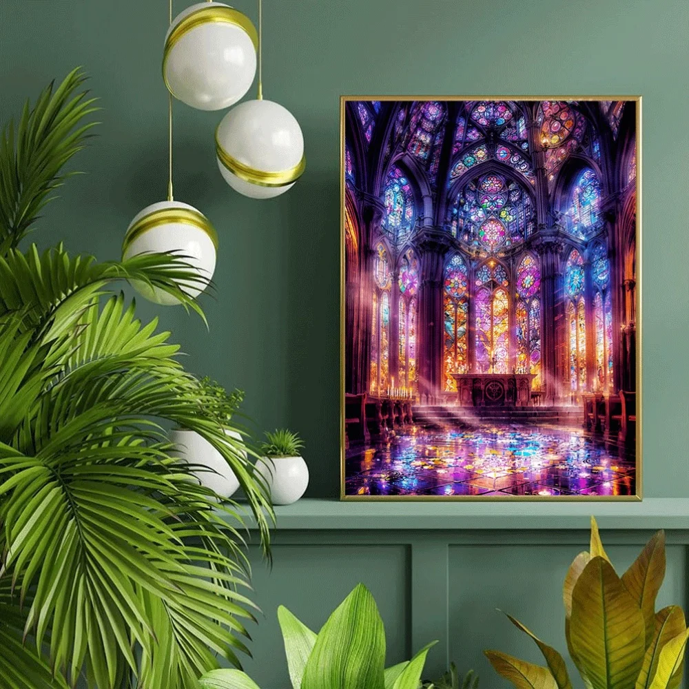 스테인드 글라스 대성당 직소 퍼즐 - 3D 입체 효과, 1000+ 조각, 고품질 종이, 생생한 색상, 정교한 디자인