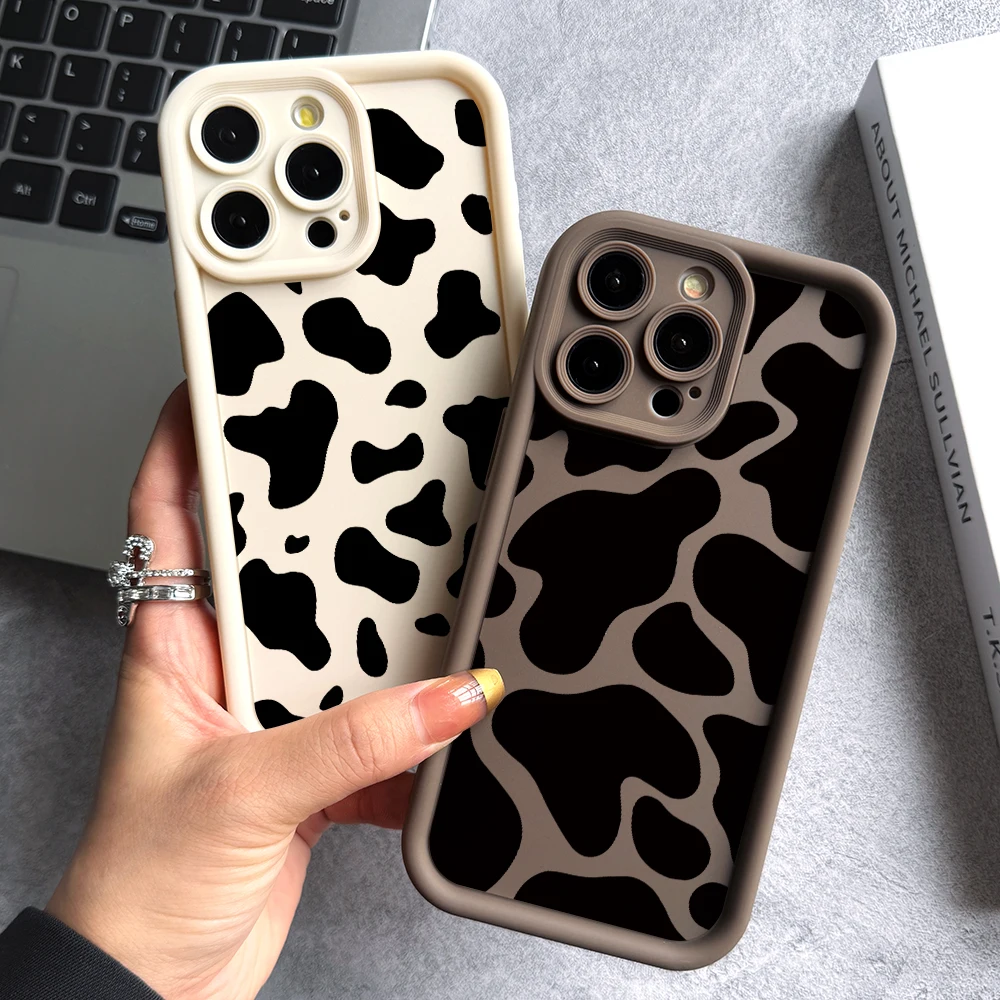 Cow Pattern Phone Case for Samsung Galaxy A73 A71 A55 A54 A53 A52 A51 A34 A33 A32 A23 A14 A13 A12 4G 5G Ladder Lens Cover