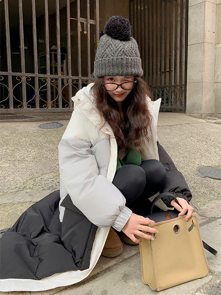 

Faionable Long Over-Knee Women's down Jaet Thiened 90 White Du Feather Bread Sle Commute Sle Zipper Closure