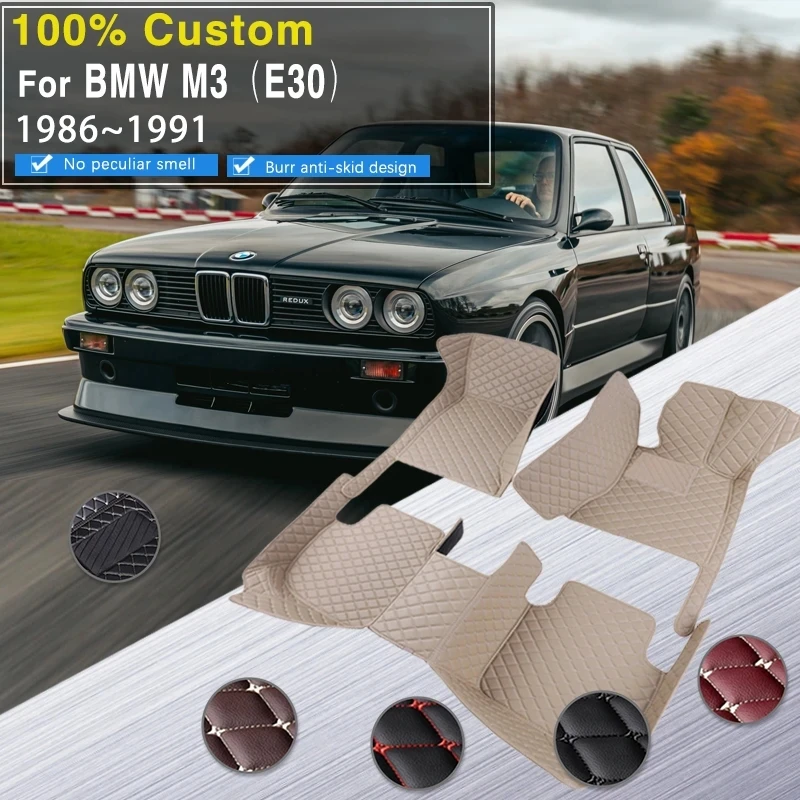 Car Floor Mat For BMW M3 E30 1986~1991 5 Seats Coupé Leather Floor Mats Full Cover Carpet Protector Mud Car Accessories Interior