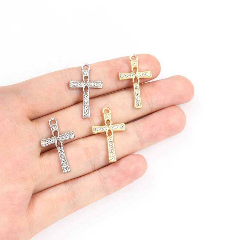 10pcs Creative Rhinestones Cross Charms for DIY Christian Holiday Jewelry Gift Trendy Personality Necklace Earrings Pendants