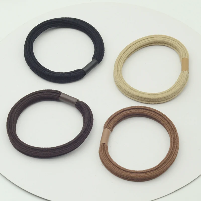 

30PCS 7mm Milk Coffee Square Strips Elastic Hair Bands Thick Hair Ties Scrunchies for Women Rubber Ropes for Girl
