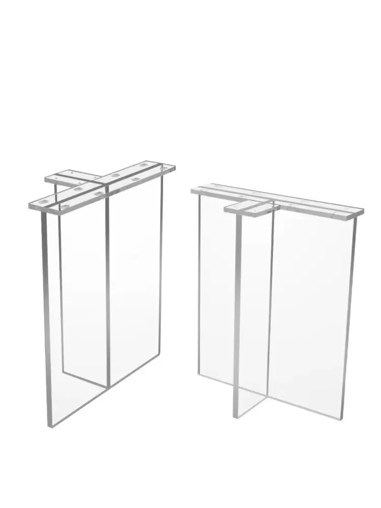 

High transparent acrylic table legs custom T-shaped 1-shaped dining table foot suspension bracket coffee table island platform