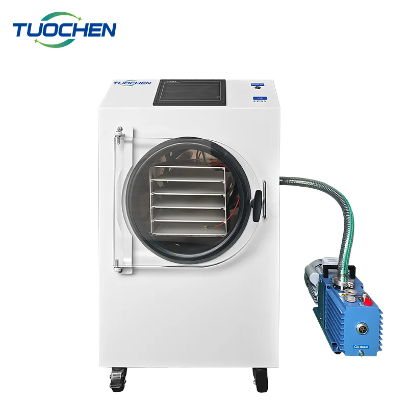 Mini Freeze Dryer For Home 5 Trays Vacuum Food Lyophilizer Machine With Stainless Steel Trays Fruits Vegetables Pump PLC