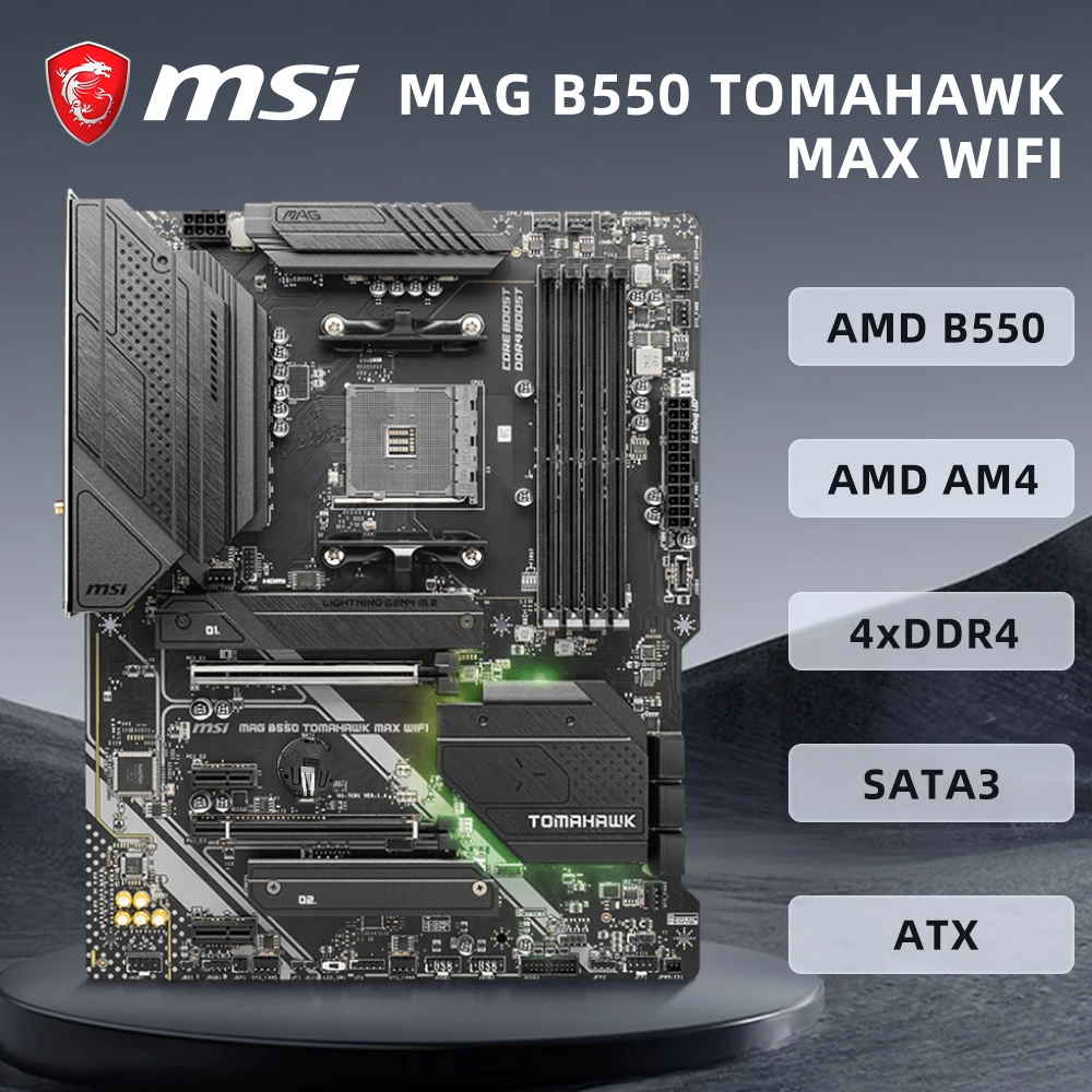 MSI MAG MAG B550 TOMAHAWK MAX 와이파이 마더보드, AMD B550 칩셋, AMD Ryzen 9 5950X 5900X Ryzen 7 5800X3D CPU DDR4 128GB ATX 지원 