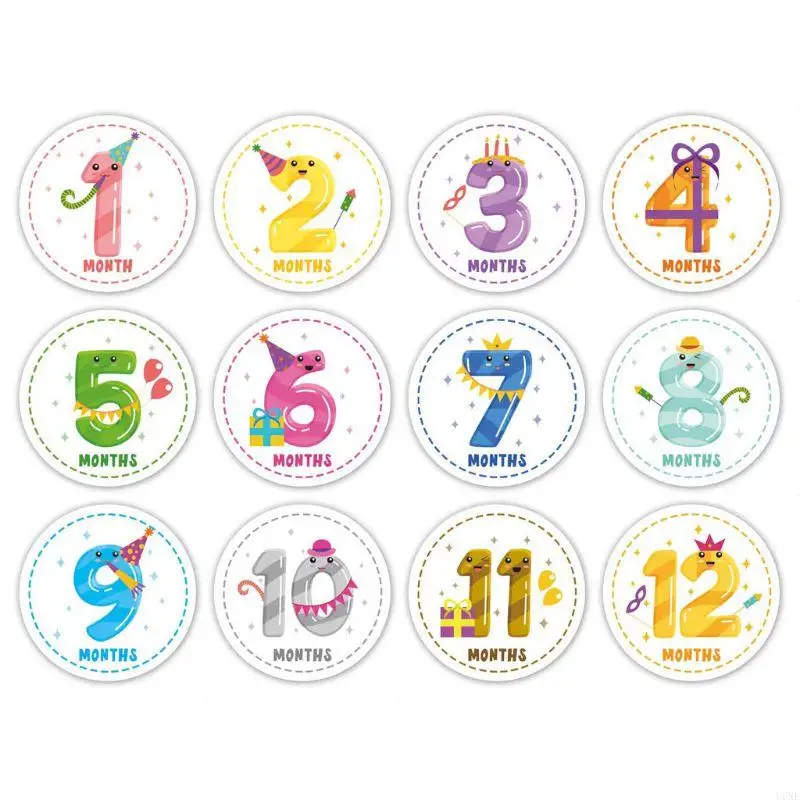 U6XE 12 Pcs Baby Monthly Milestone Stickers Newborn Belly Decals Shower Gift Idea