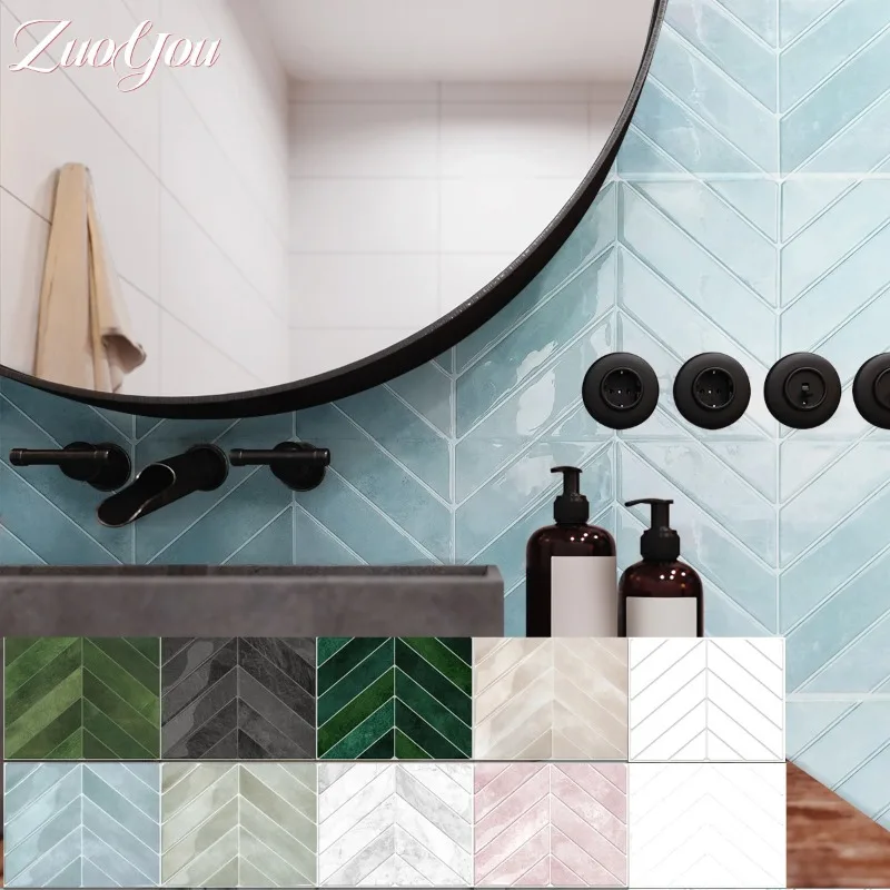 

Self-adhesive Tile Wall Stickers Waterproof Anti Fouling for Kitchen Living Room Peel and Stick Backsplash Faux Tiles Home Decor