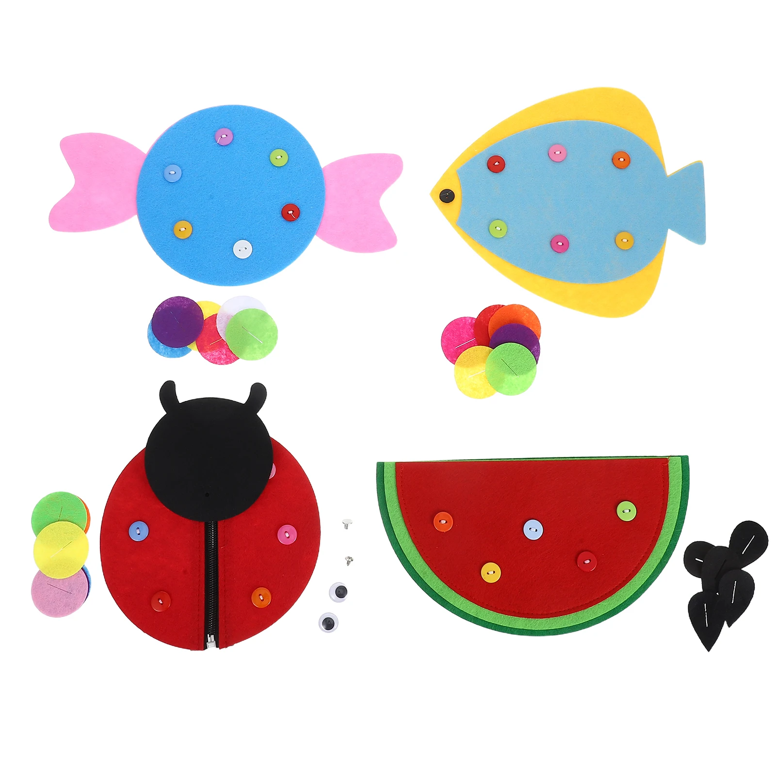 

4 Pcs Montessori Teaching Aids Practice Buttoning Kids Learning Toys for Toddlers Cloth