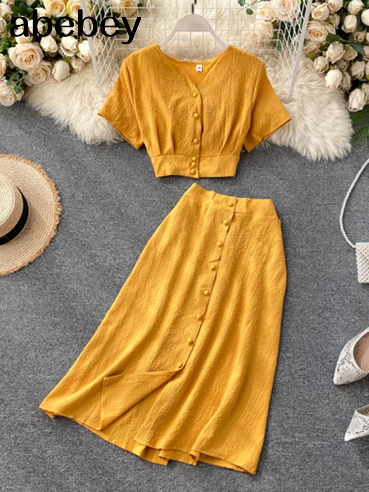 Solid Female Suit 2024 New Single Breasted Slim Wasit Tops and Half-length Skirt Two Piece Sets Womens Outfits 82073