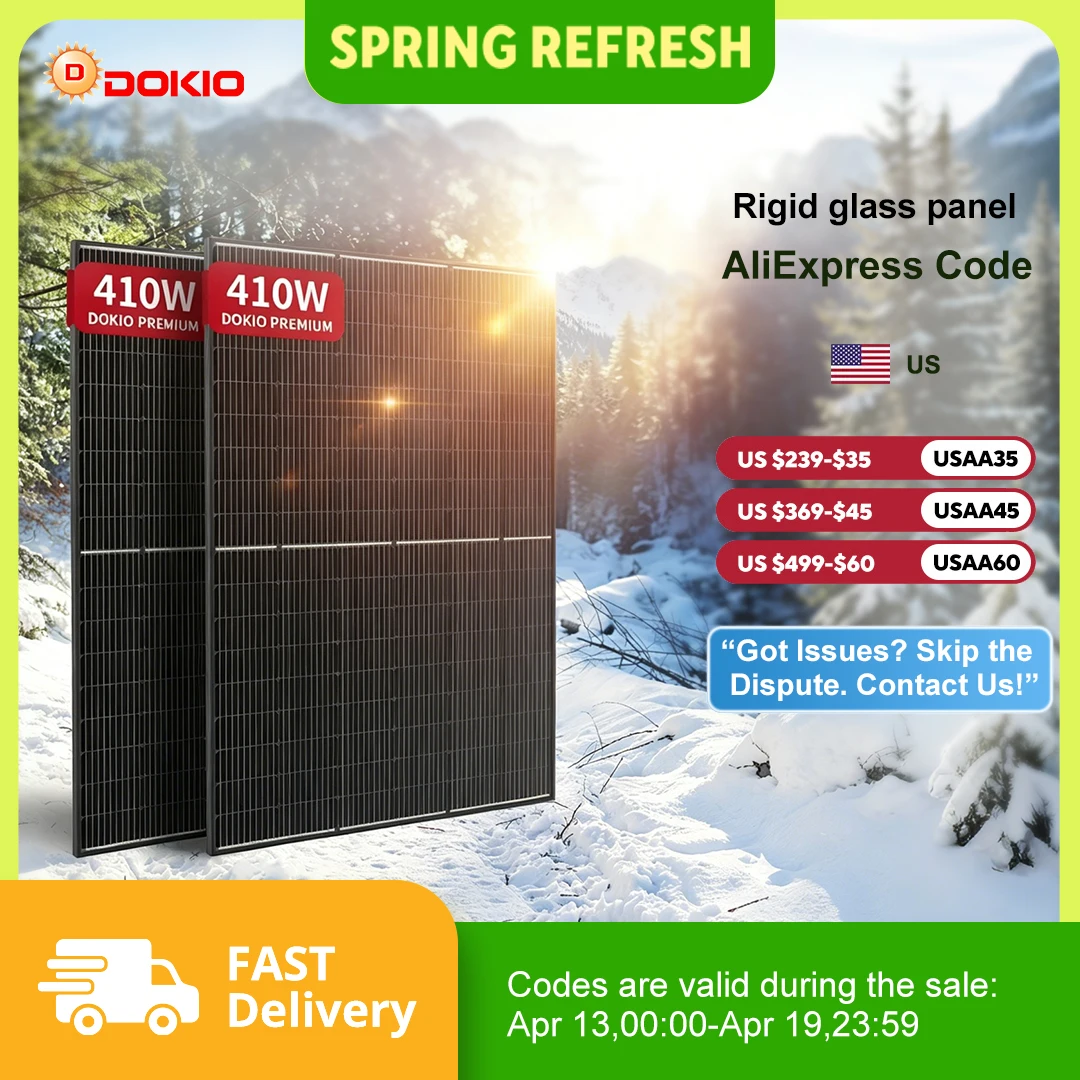 

Солнечная электростанция DOKIO 400W для балкона | Фотоэлектрическая система 4x400Вт с функцией Plug & Play | Доставка по США