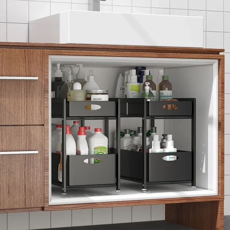 

Kitchen Sink Rack Organizing Rack Sink Floor-Standing Under The Kitchen Push-Pull Storage Rack Telescopic Storage Product