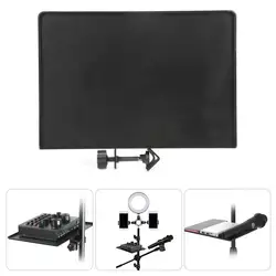 Microphone Stand, Sound Card Tray,Alloy Black Metal Shelf Bracket for Live Streaming, Karaoke, Recording